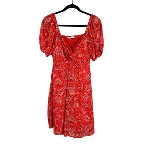 Floral Boho Dress Red M Paisley Boho Indie Folk Smock Cowgirl Western Preppy Art